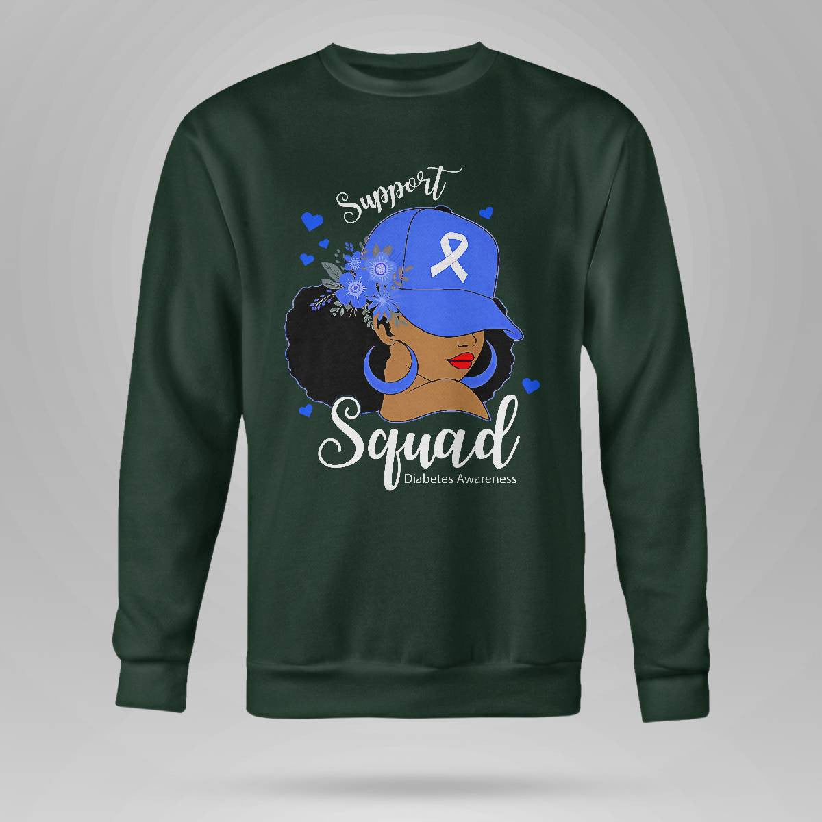 Support Squad Black Blue Diabetes Awareness Dab2345