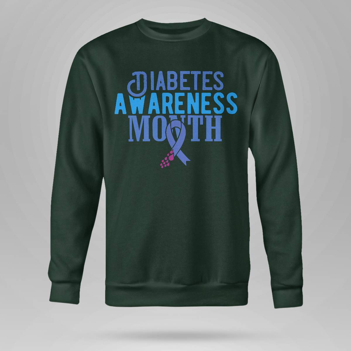 Diabetes Awareness Month Blue Love Ribbon Support T1D T2D Dab2345