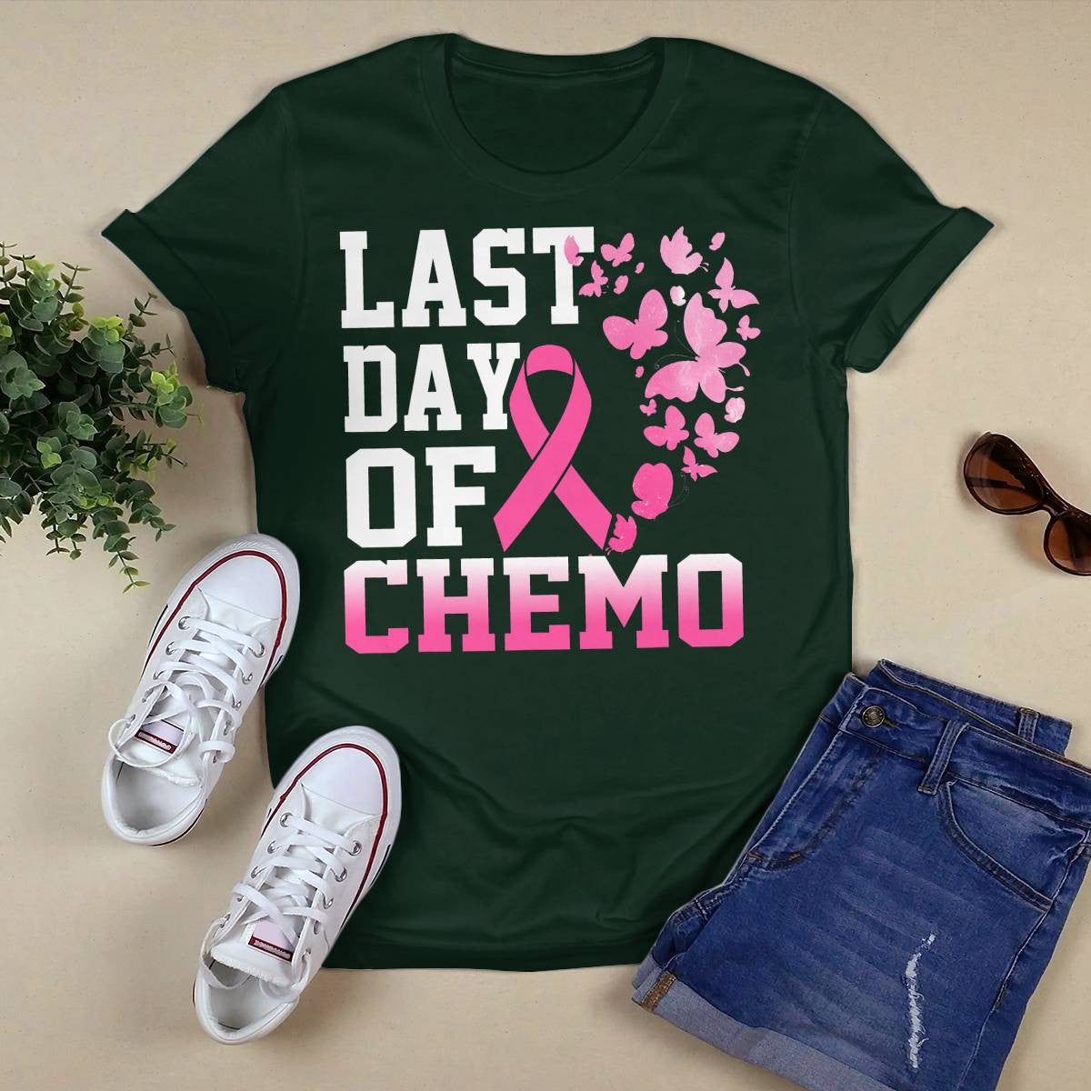 Womens Last Day Of Chemo Pink Breast Cancer Awareness Brc2344