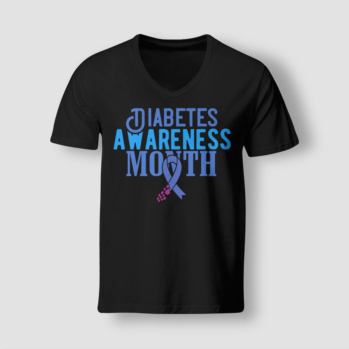 Diabetes Awareness Month Blue Love Ribbon Support T1D T2D Dab2345