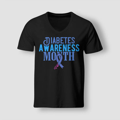 Diabetes Awareness Month Blue Love Ribbon Support T1D T2D Dab2345