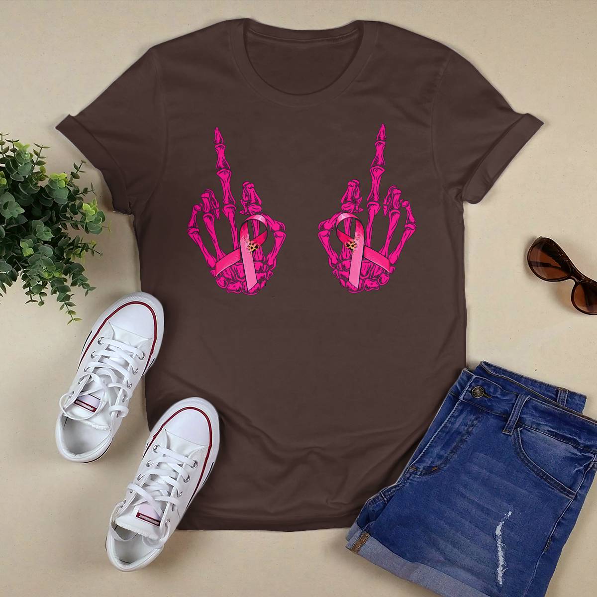Funny Middle Finger Curse Word Breast Cancer Breast Support Brc2344