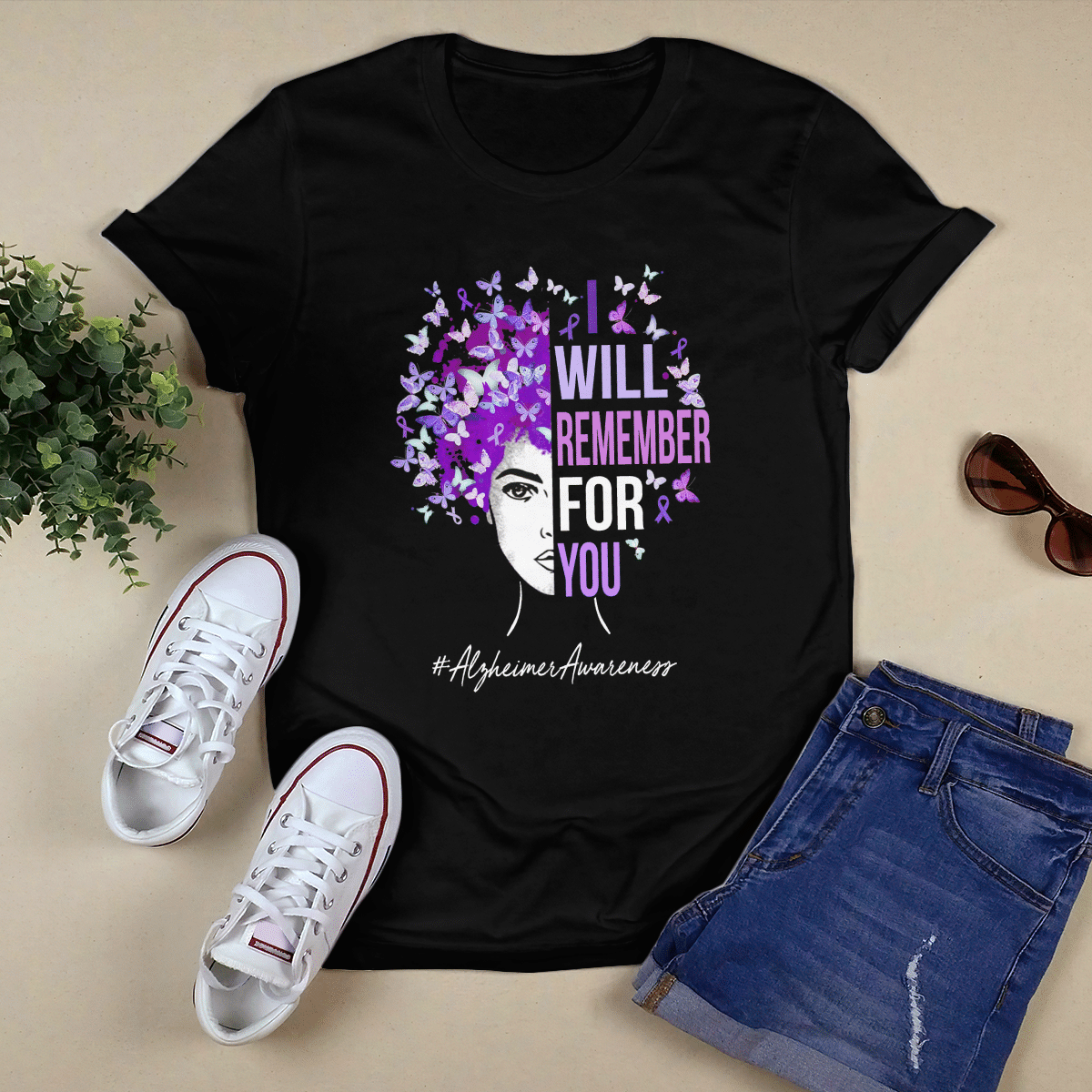 Support Alzheimer's Shirt, Alzheimer Dad Mom Tee, Alzheimer's gift, Gift For Her, Gift For Him I Will Remember For You