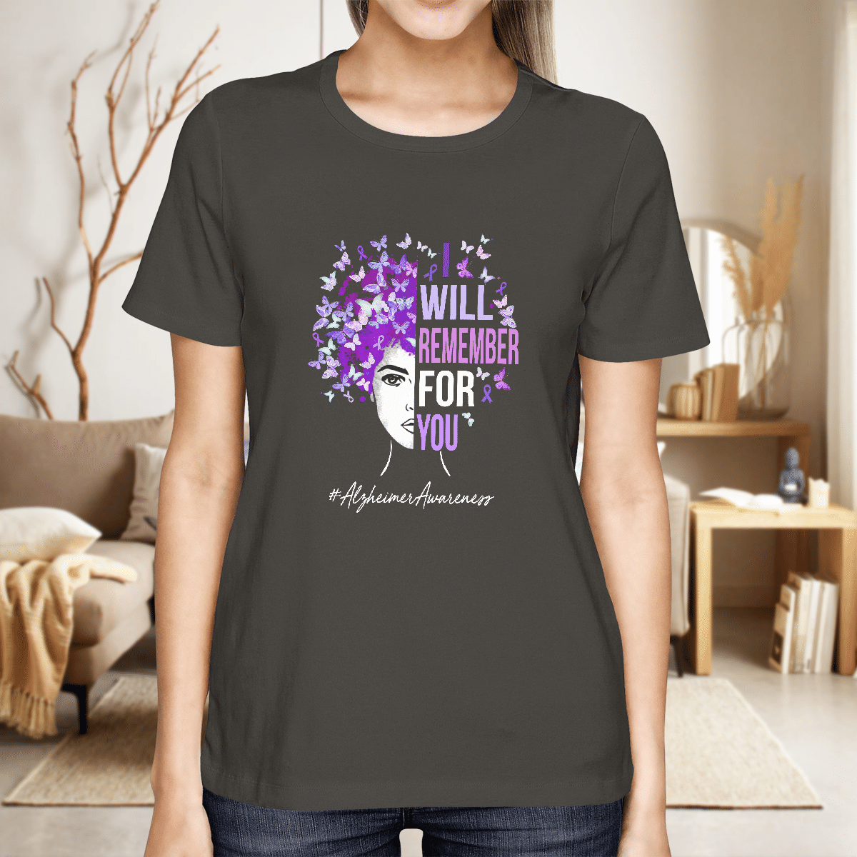 Support Alzheimer's Shirt, Alzheimer Dad Mom Tee, Alzheimer's gift, Gift For Her, Gift For Him I Will Remember For You