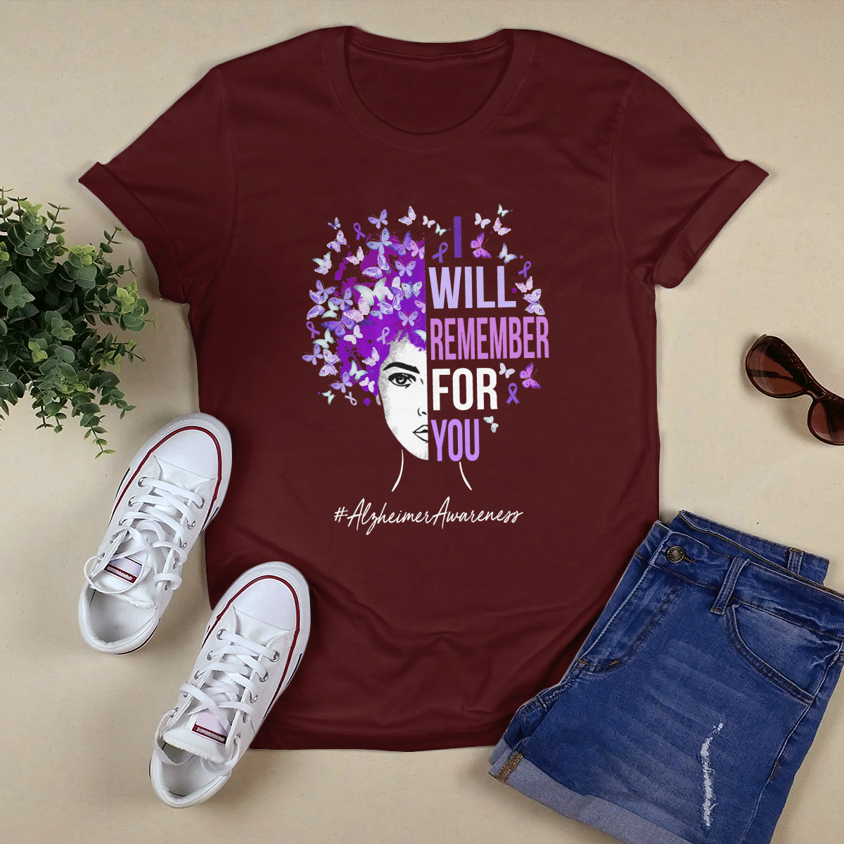 Support Alzheimer's Shirt, Alzheimer Dad Mom Tee, Alzheimer's gift, Gift For Her, Gift For Him I Will Remember For You