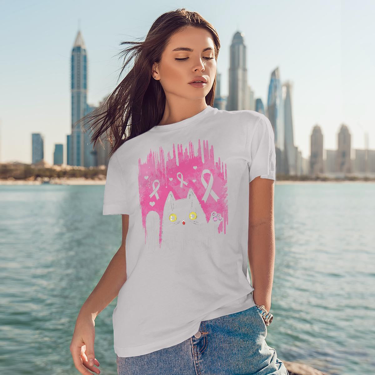 Black Cat 2306 For Cancer Warriorr,Breast Cancer Support Shirt, Breast Cancer Awareness Gift