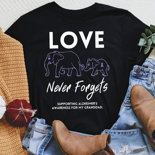 Support Alzheimer's Shirt, Alzheimer Dad Mom Tee, Alzheimer's gift, Gift For Her, Gift For Him Love Never Forgets 2316
