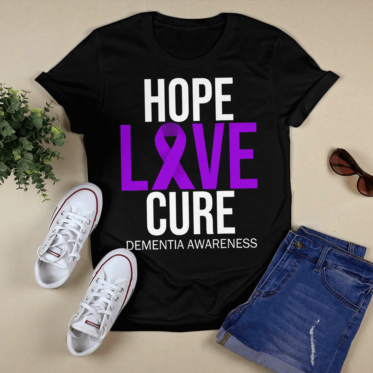 Support Alzheimer's Shirt, Alzheimer Dad Mom Tee, Alzheimer's gift, Gift For Her, Gift For Him Hope Love Cure 2317