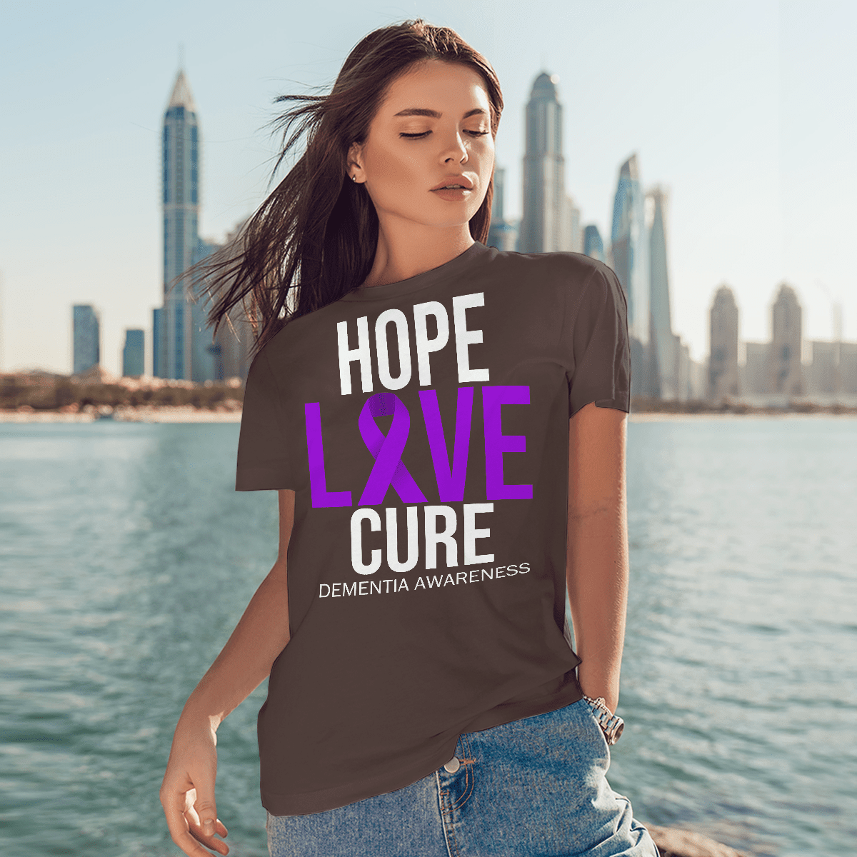 Support Alzheimer's Shirt, Alzheimer Dad Mom Tee, Alzheimer's gift, Gift For Her, Gift For Him Hope Love Cure 2317