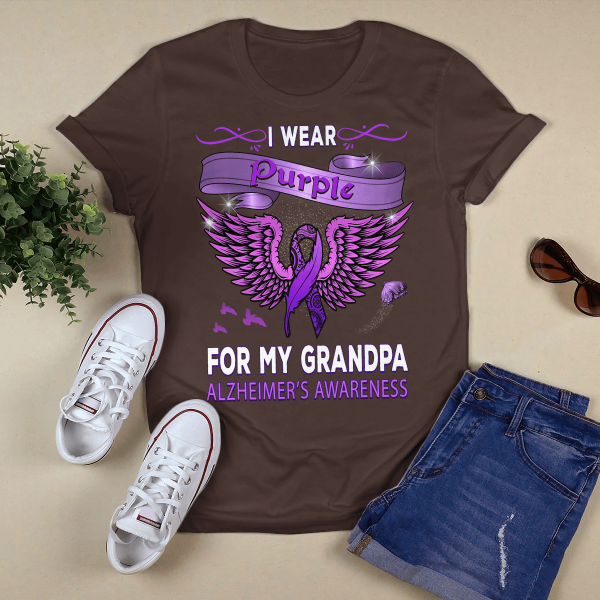 Support Alzheimer's Shirt, Alzheimer Dad Mom Tee, Alzheimer's gift, Gift For Her, Gift For Him I Wear Purple 2317