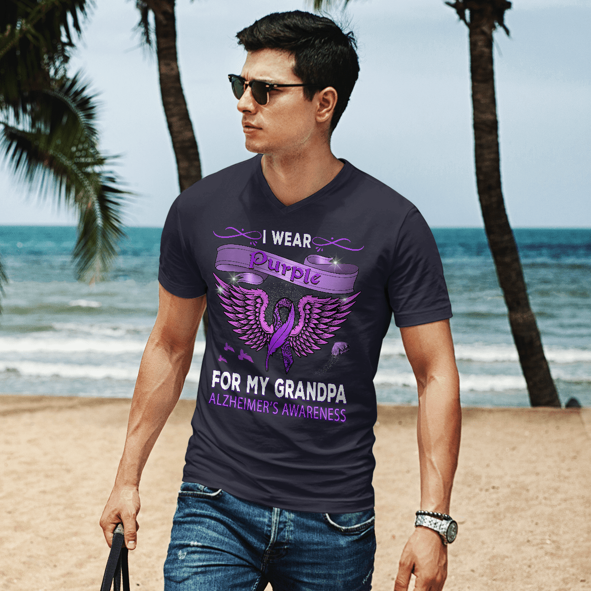 Support Alzheimer's Shirt, Alzheimer Dad Mom Tee, Alzheimer's gift, Gift For Her, Gift For Him I Wear Purple 2317