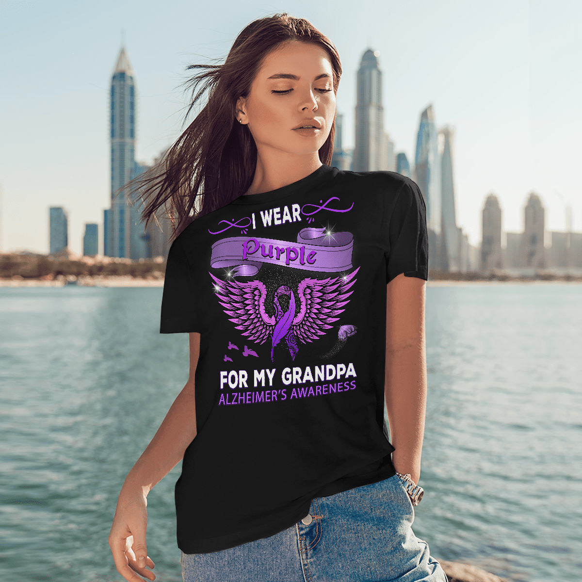 Support Alzheimer's Shirt, Alzheimer Dad Mom Tee, Alzheimer's gift, Gift For Her, Gift For Him I Wear Purple 2317