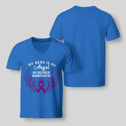 Support Alzheimer's Shirt, Alzheimer Dad Mom Tee, Alzheimer's gift, Gift For Her, Gift For Him My Hero Is Now Angel