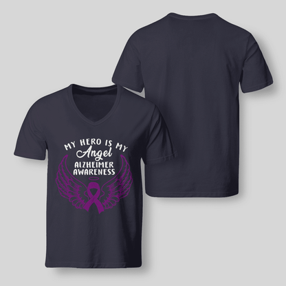 Support Alzheimer's Shirt, Alzheimer Dad Mom Tee, Alzheimer's gift, Gift For Her, Gift For Him My Hero Is Now Angel