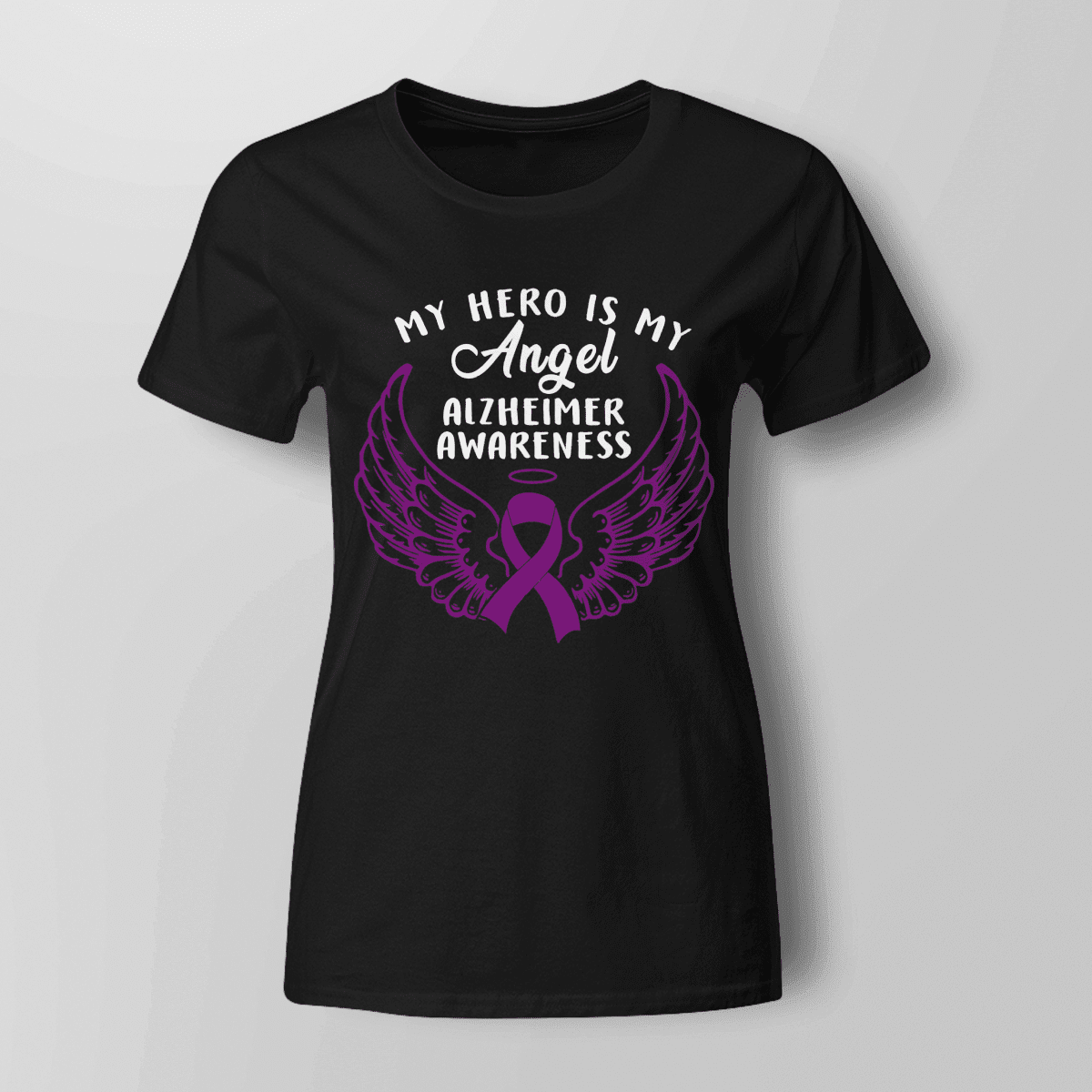 Support Alzheimer's Shirt, Alzheimer Dad Mom Tee, Alzheimer's gift, Gift For Her, Gift For Him My Hero Is Now Angel