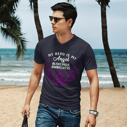 Support Alzheimer's Shirt, Alzheimer Dad Mom Tee, Alzheimer's gift, Gift For Her, Gift For Him My Hero Is Now Angel