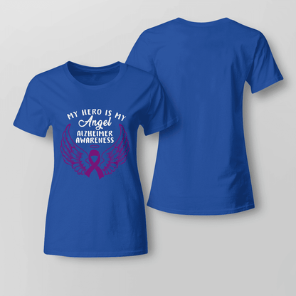 Support Alzheimer's Shirt, Alzheimer Dad Mom Tee, Alzheimer's gift, Gift For Her, Gift For Him My Hero Is Now Angel