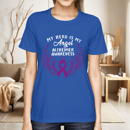 Support Alzheimer's Shirt, Alzheimer Dad Mom Tee, Alzheimer's gift, Gift For Her, Gift For Him My Hero Is Now Angel