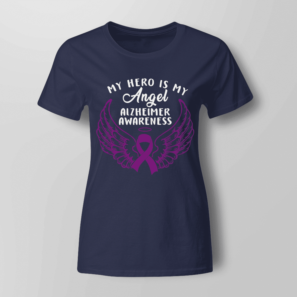 Support Alzheimer's Shirt, Alzheimer Dad Mom Tee, Alzheimer's gift, Gift For Her, Gift For Him My Hero Is Now Angel