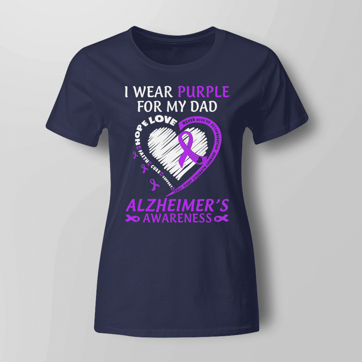 Support Alzheimer's Shirt, Alzheimer Dad Mom Tee, Alzheimer's gift, Gift For Her, Gift For Him I Wear Purple For My Dad