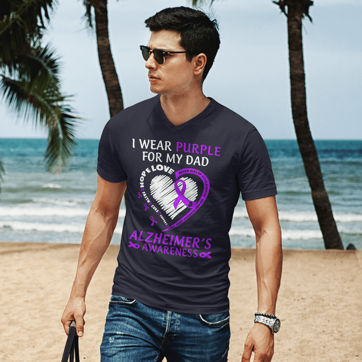 Support Alzheimer's Shirt, Alzheimer Dad Mom Tee, Alzheimer's gift, Gift For Her, Gift For Him I Wear Purple For My Dad