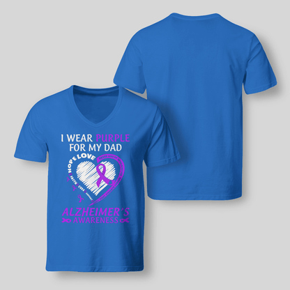 Support Alzheimer's Shirt, Alzheimer Dad Mom Tee, Alzheimer's gift, Gift For Her, Gift For Him I Wear Purple For My Dad