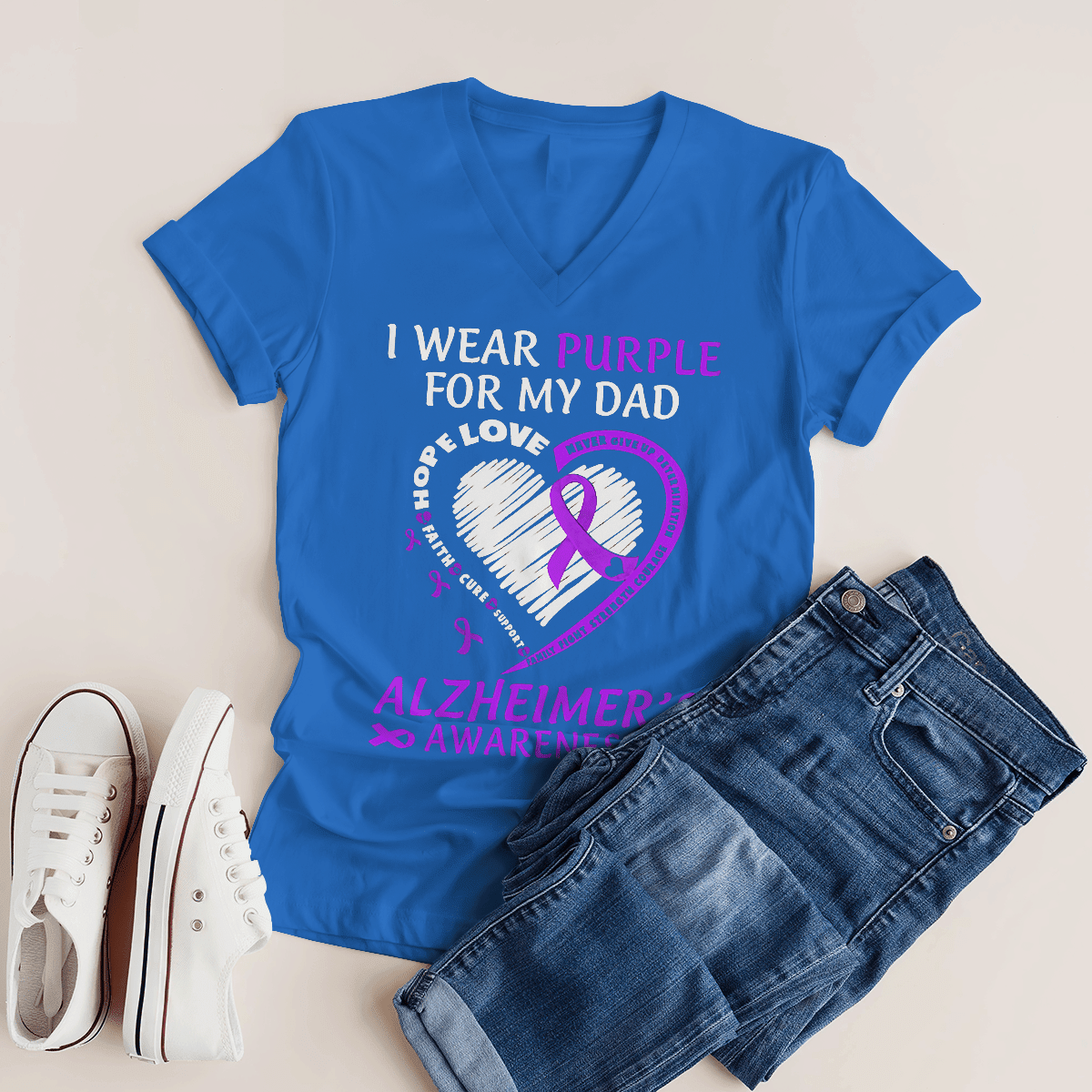 Support Alzheimer's Shirt, Alzheimer Dad Mom Tee, Alzheimer's gift, Gift For Her, Gift For Him I Wear Purple For My Dad