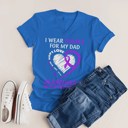 Support Alzheimer's Shirt, Alzheimer Dad Mom Tee, Alzheimer's gift, Gift For Her, Gift For Him I Wear Purple For My Dad