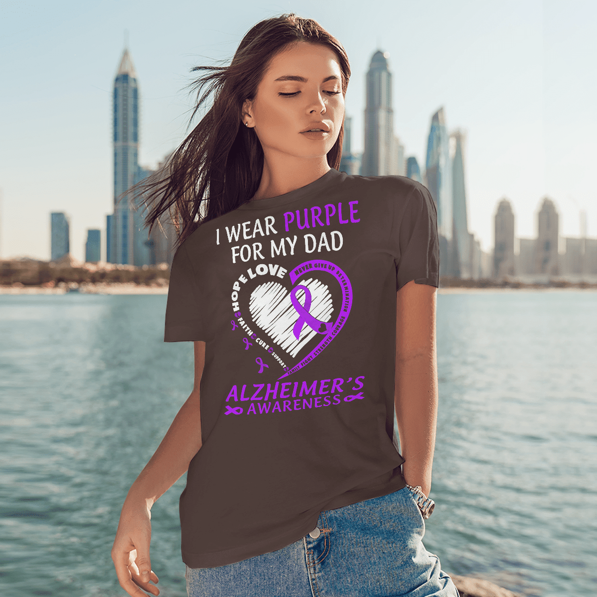 Support Alzheimer's Shirt, Alzheimer Dad Mom Tee, Alzheimer's gift, Gift For Her, Gift For Him I Wear Purple For My Dad