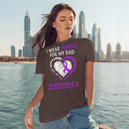 Support Alzheimer's Shirt, Alzheimer Dad Mom Tee, Alzheimer's gift, Gift For Her, Gift For Him I Wear Purple For My Dad