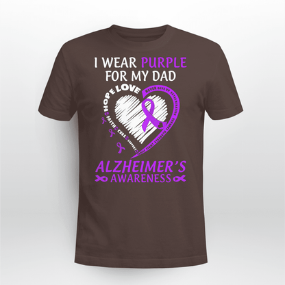 Support Alzheimer's Shirt, Alzheimer Dad Mom Tee, Alzheimer's gift, Gift For Her, Gift For Him I Wear Purple For My Dad