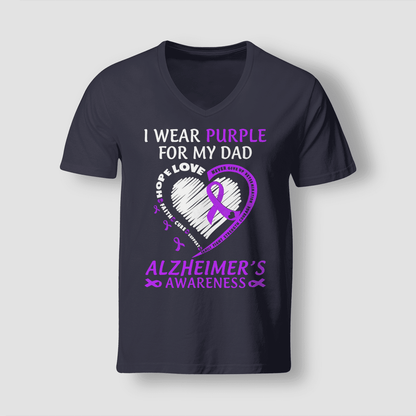 Support Alzheimer's Shirt, Alzheimer Dad Mom Tee, Alzheimer's gift, Gift For Her, Gift For Him I Wear Purple For My Dad
