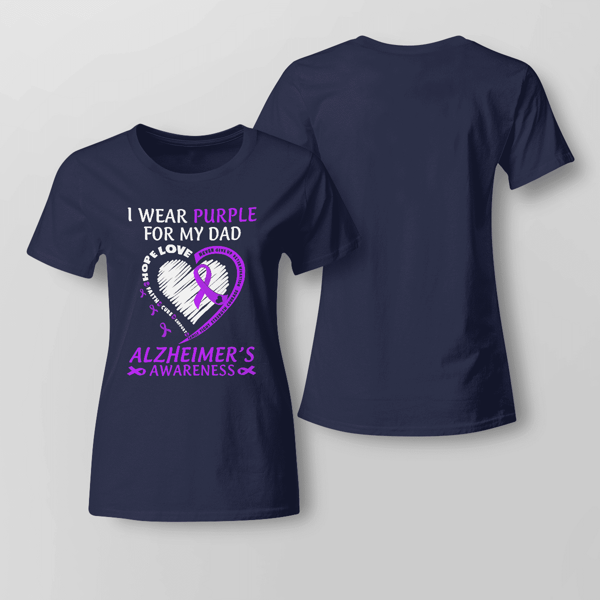 Support Alzheimer's Shirt, Alzheimer Dad Mom Tee, Alzheimer's gift, Gift For Her, Gift For Him I Wear Purple For My Dad