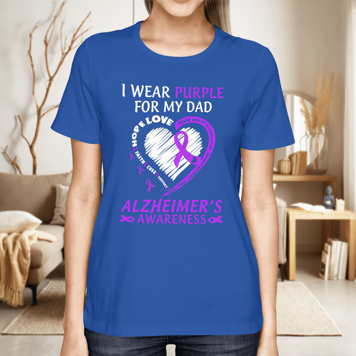 Support Alzheimer's Shirt, Alzheimer Dad Mom Tee, Alzheimer's gift, Gift For Her, Gift For Him I Wear Purple For My Dad