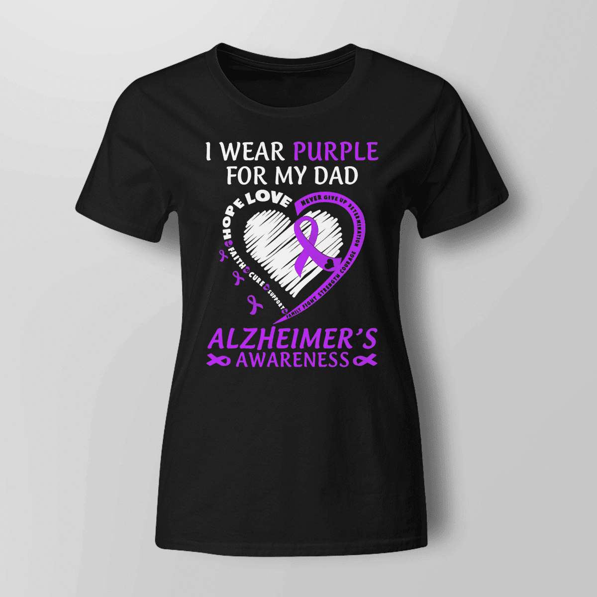 Support Alzheimer's Shirt, Alzheimer Dad Mom Tee, Alzheimer's gift, Gift For Her, Gift For Him I Wear Purple For My Dad