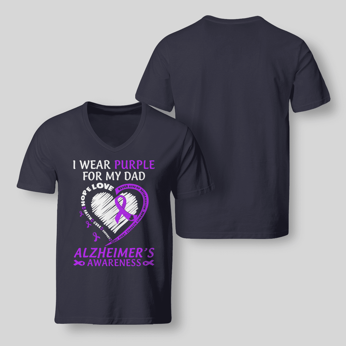 Support Alzheimer's Shirt, Alzheimer Dad Mom Tee, Alzheimer's gift, Gift For Her, Gift For Him I Wear Purple For My Dad