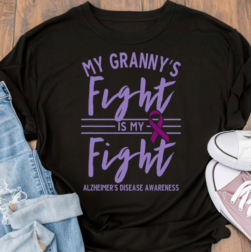 Support Alzheimer's Shirt, Alzheimer Dad Mom Tee, Alzheimer's gift, Gift For Her, Gift For Him My Granny's Fight Is My Fight