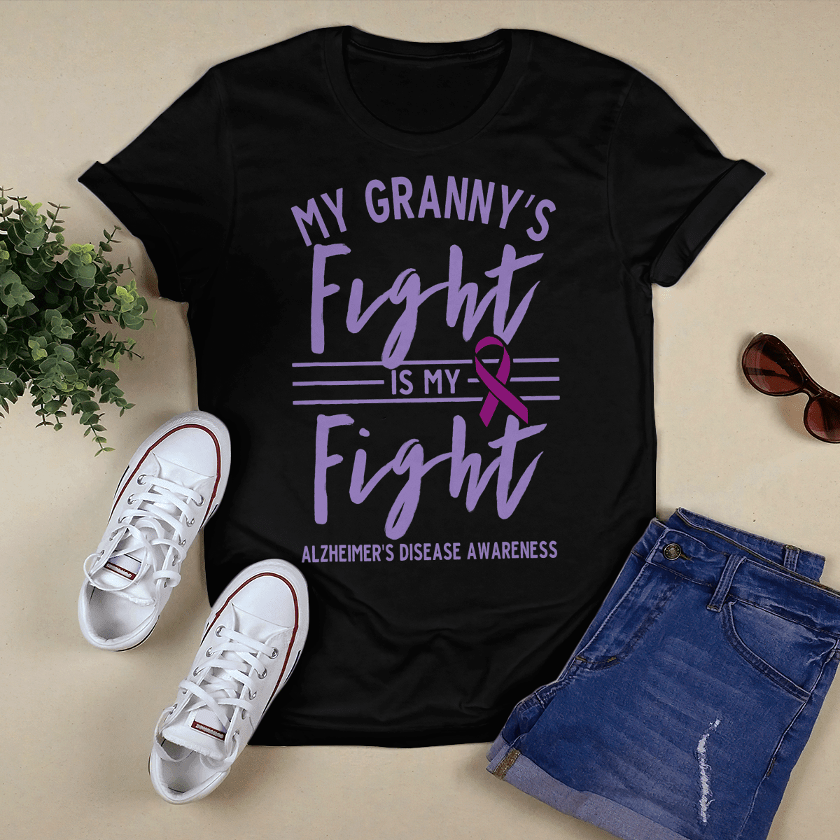 Support Alzheimer's Shirt, Alzheimer Dad Mom Tee, Alzheimer's gift, Gift For Her, Gift For Him My Granny's Fight Is My Fight