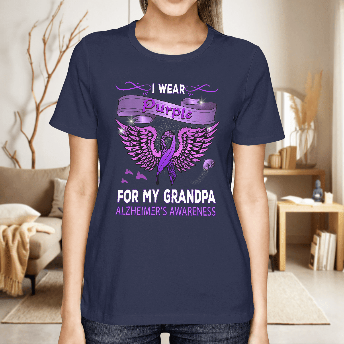 Support Alzheimer's Shirt, Alzheimer Dad Mom Tee, Alzheimer's gift, Gift For Her, Gift For Him I Wear Purple