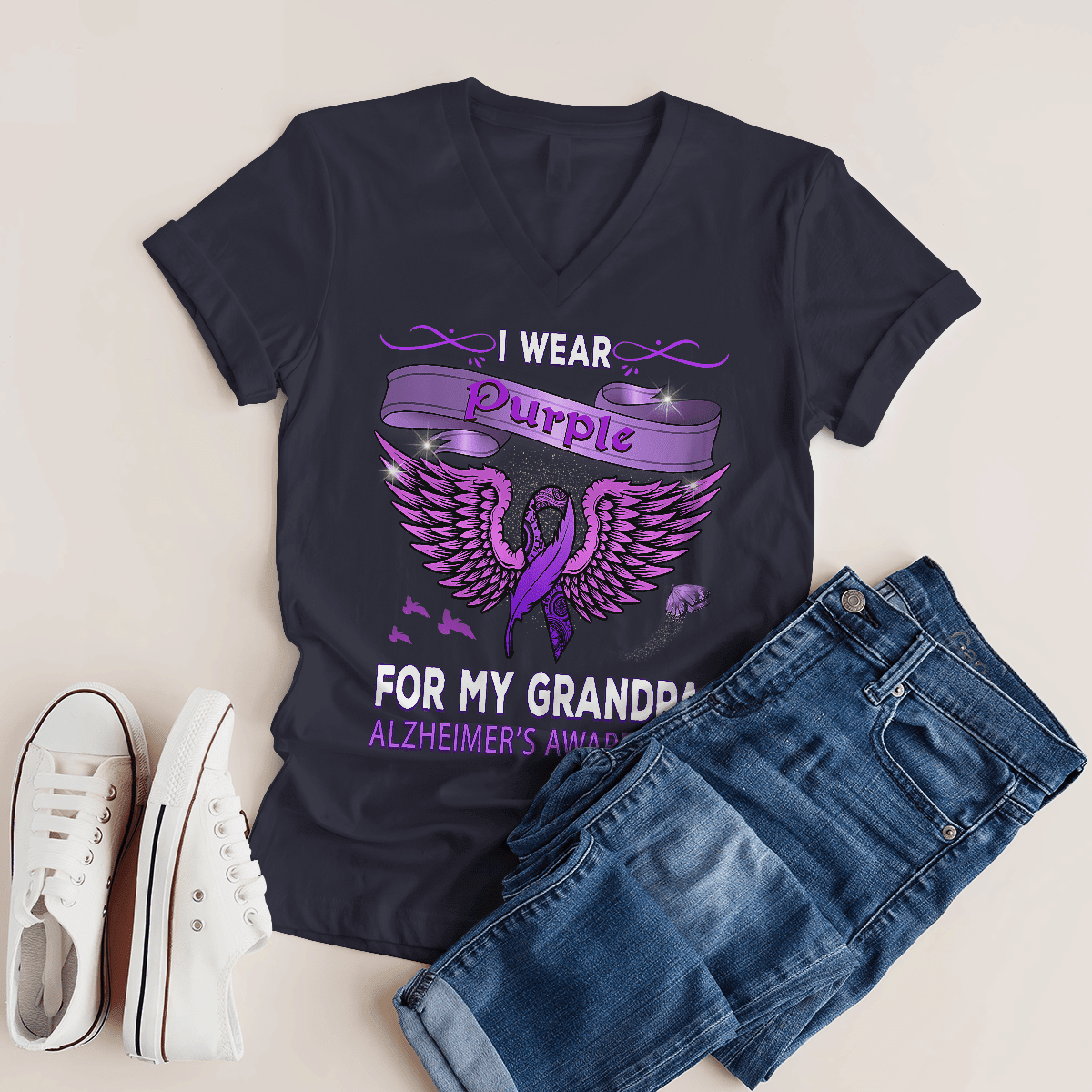 Support Alzheimer's Shirt, Alzheimer Dad Mom Tee, Alzheimer's gift, Gift For Her, Gift For Him I Wear Purple