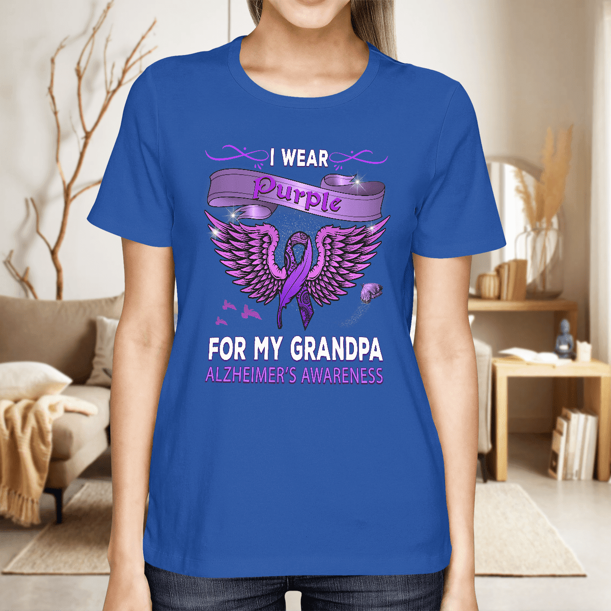 Support Alzheimer's Shirt, Alzheimer Dad Mom Tee, Alzheimer's gift, Gift For Her, Gift For Him I Wear Purple