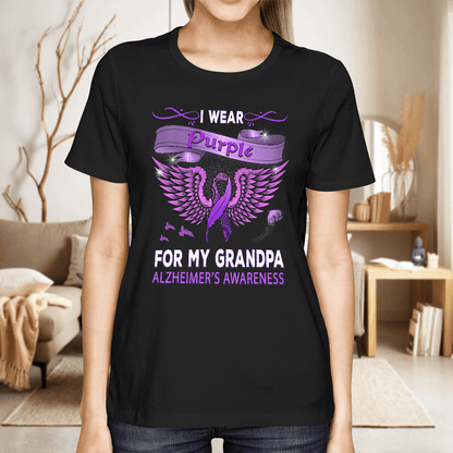 Support Alzheimer's Shirt, Alzheimer Dad Mom Tee, Alzheimer's gift, Gift For Her, Gift For Him I Wear Purple