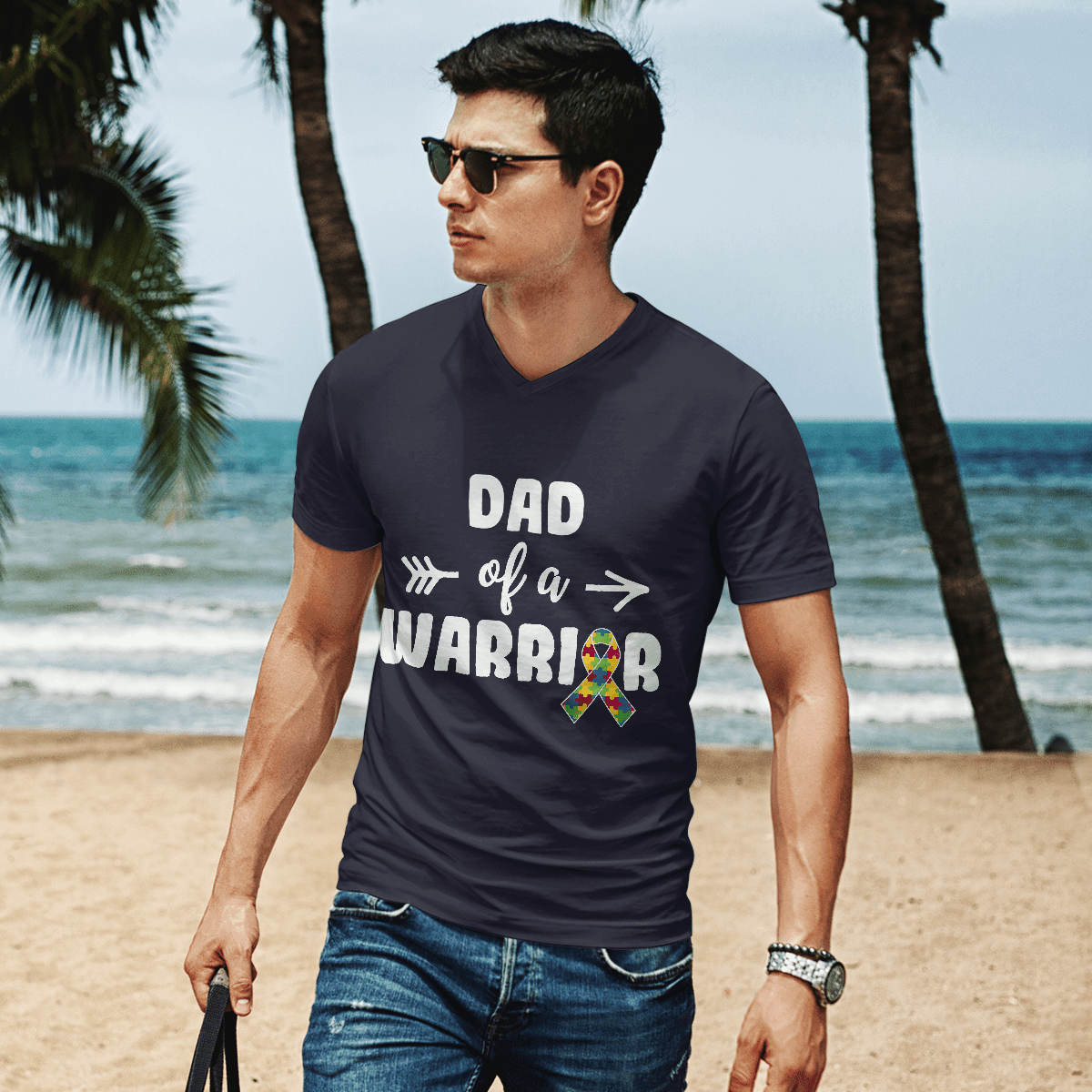 Dad Of A Warrior The Autism T-Shirt, Gift for People with Depression,