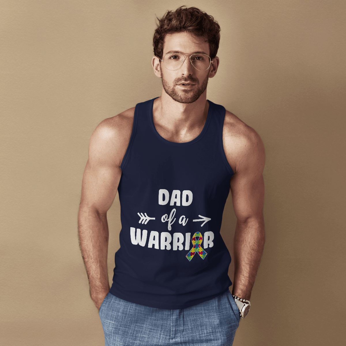 Dad Of A Warrior The Autism T-Shirt, Gift for People with Depression,