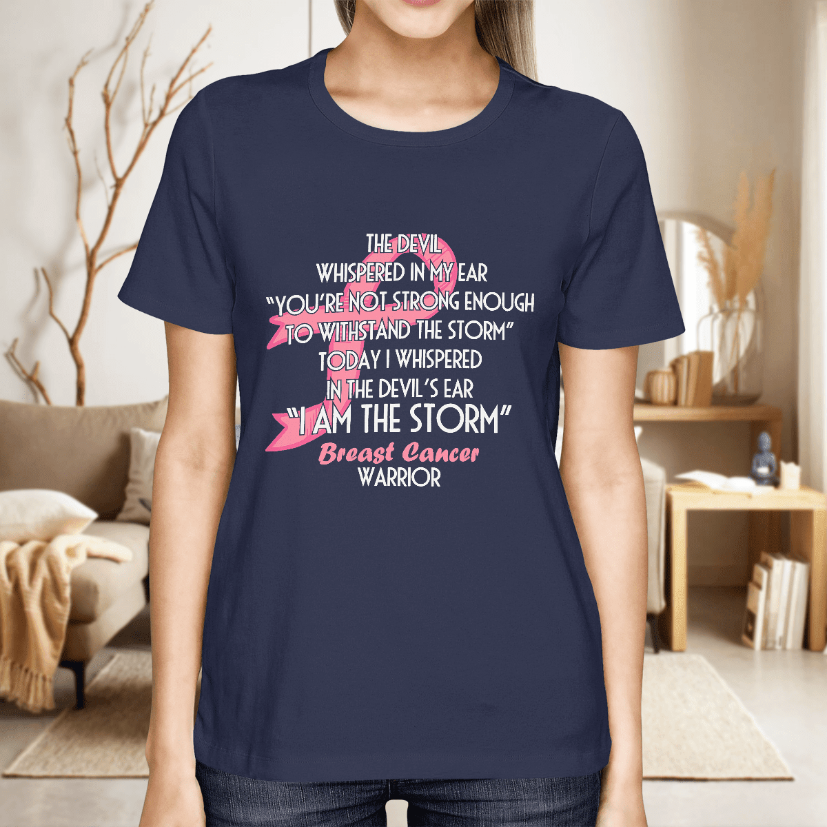 The Devil Whispered In My Ear For Cancer Warriorr,Breast Cancer Support Shirt, Breast Cancer Awareness Gift