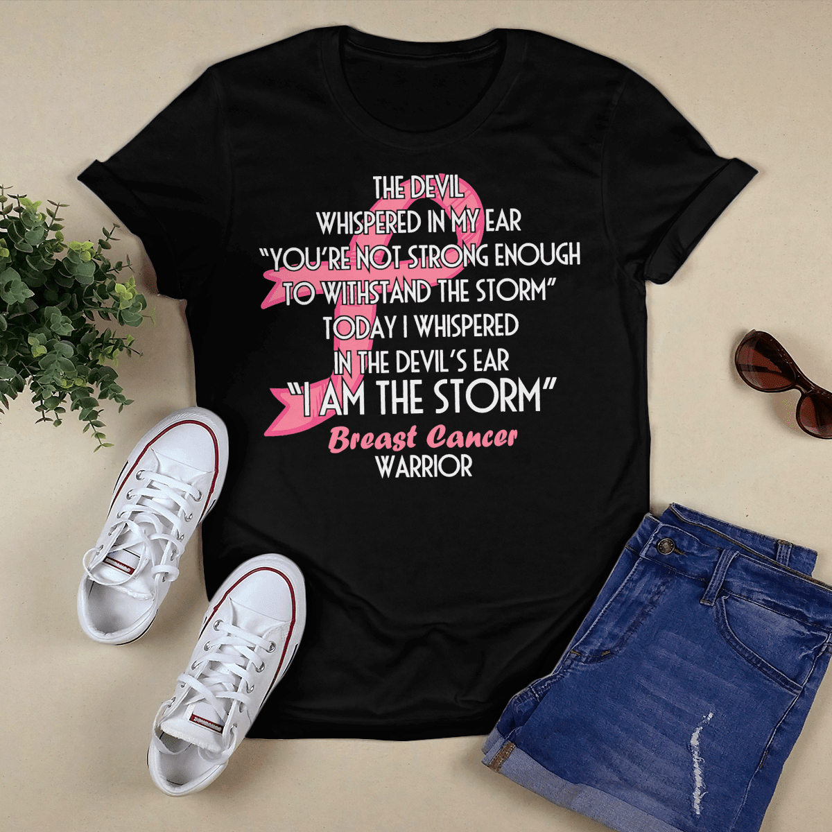 The Devil Whispered In My Ear For Cancer Warriorr,Breast Cancer Support Shirt, Breast Cancer Awareness Gift