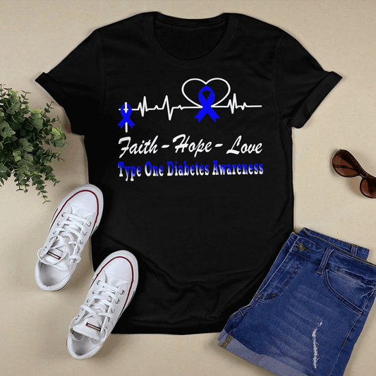 Type 1 Faith Hope Love Diabetes Awareness Shirt, Diabetes Survivor Support Shirt, Gift For Diabetic, Diabetes Awareness Month