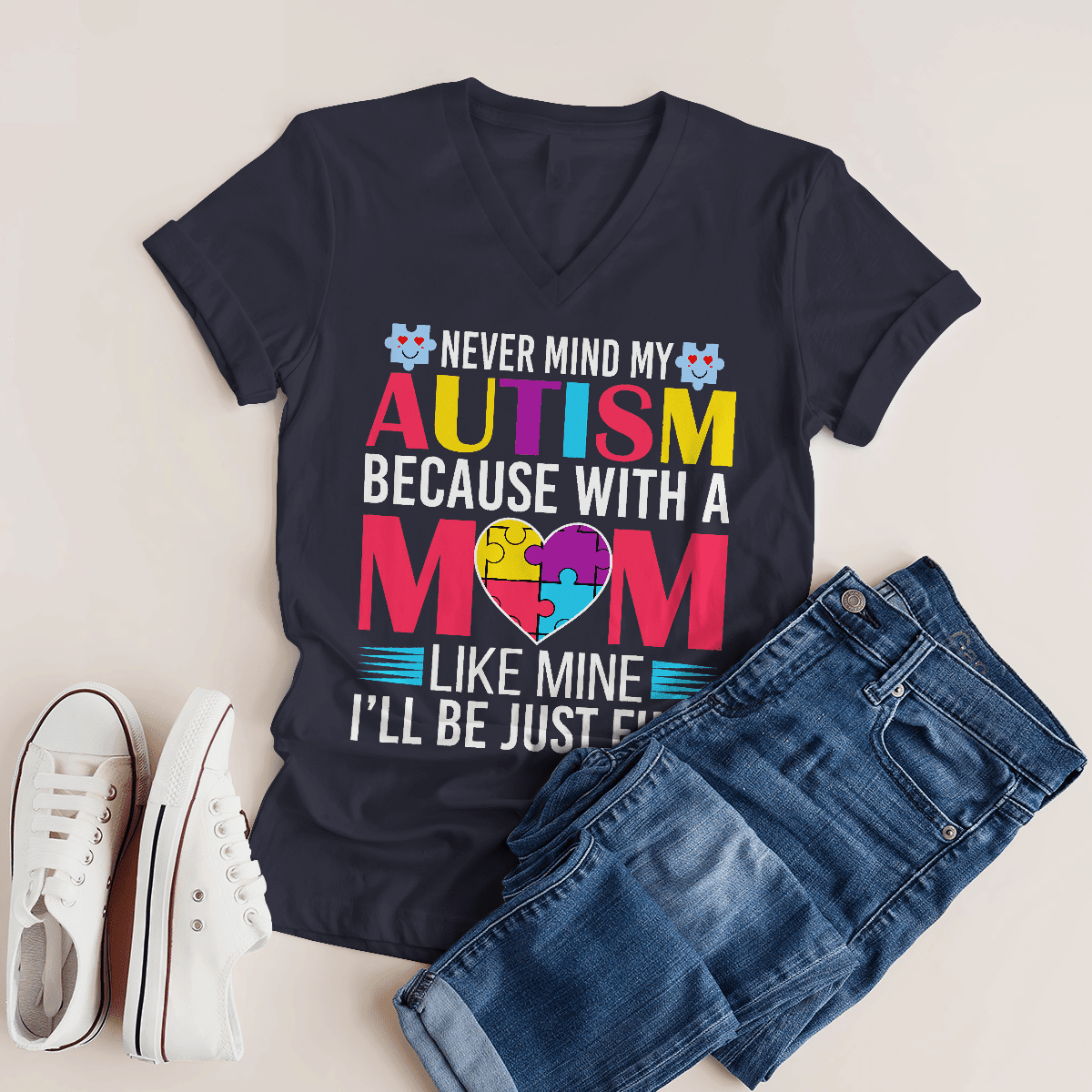 Never Mind My Autism The Autism T-Shirt, Gift for People with Depression,