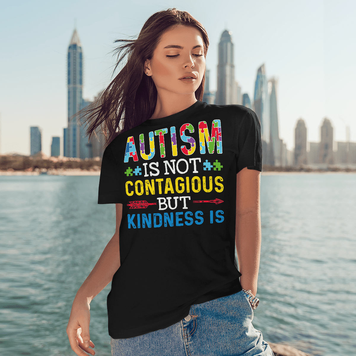 Autism Is Not Contagious 2319 The Autism T-Shirt, Gift for People with Depression,
