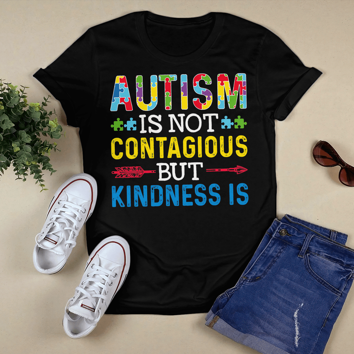 Autism Is Not Contagious 2319 The Autism T-Shirt, Gift for People with Depression,